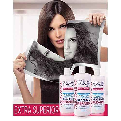 Chelly Superior Infused with Chocolate Brazilian Keratin Treatment 946ml (32 fl oz) | Progressive Brush | Straightening & Smoothing System | Hair Straightening Therapy | 100% Straight Hair | Frizzy Free