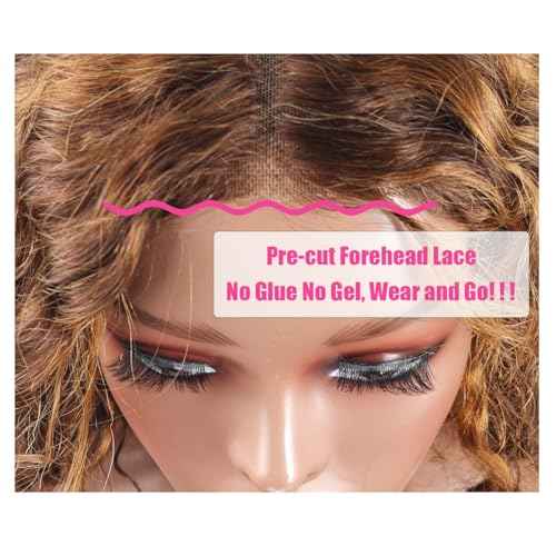 Ombre Bob Wig Human Hair 4/27 Highlight Wear and Go Glueless Wig Deep Wave Curly Honey Blonde Lace Front Bob Wigs 180 Density 12 Inches