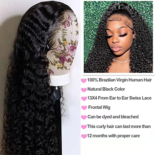 Yuzhou Grace Deep Wave Lace Front Wigs Human Hair 13x4 Lace Frontal Curly Wigs for Black Women Wet and Wavy HD Lace Front Wigs Pre Plucked with Baby Hair 200 Density(18inch, 13x4 deep wave wig)