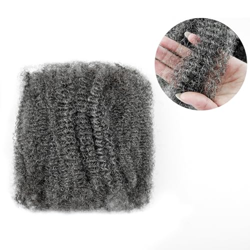 16inch Afro Kinkys Bulk Human Hair Human Hair for Locs/Twists/Braids/Repair Locs Afro Kinky Curly Bulk Can Bleach And Dye(#SALT&PEPPER,16inch 50g)