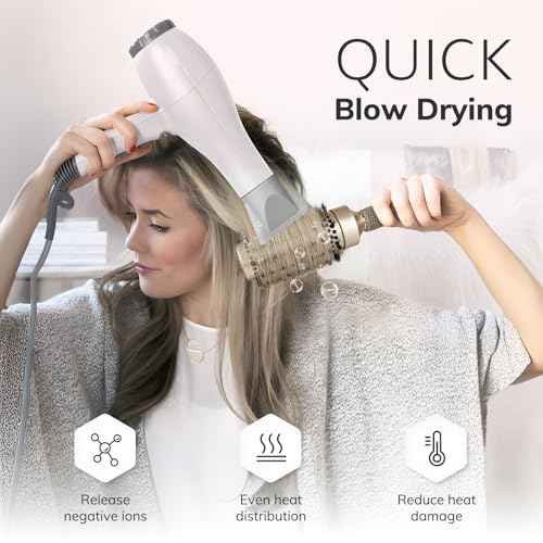 Round Brush for Blow Drying, Nano Thermal Ceramic & Ionic Tech Hair Brush with Boar Bristles, Professional Round Barrel Brush for Styling, Curling & Straightening by Sndyi (2.9 Inch, Barrel 1.7 Inch)
