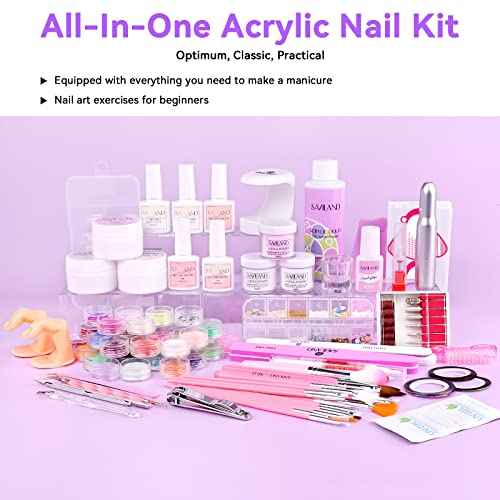 Saviland Acrylic Nail Kit with Drill ? Nail Kit Acrylic Set for Nails Extension with Brush Gel Polish Builder Nail Gel Portable U V Light for Home DIY