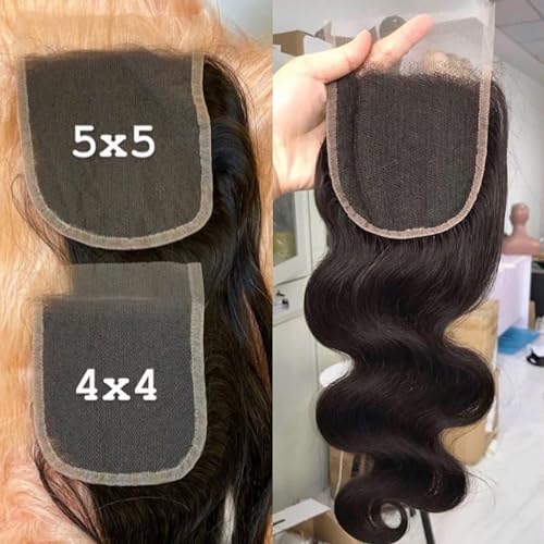 SKINLIKE Real HD Swiss Lace Closure Human Hair 5x5 Lace Closure with Clean Hairline Much More Density Full Cuticle Aligned Brazilian Human Hair Body Wave Style (18inch, HD BW 5x5 lace clsoure)