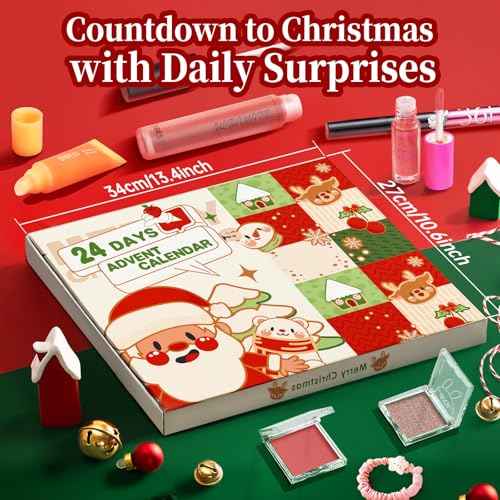 Makeup Advent Calendar 2025 for Women & Teen Girls, 24 Days Christmas Countdown Calendar Beauty Gift Set, 2025 Xmas Gift Surprise Box Beauty Calendar Full Size Makeup Kit