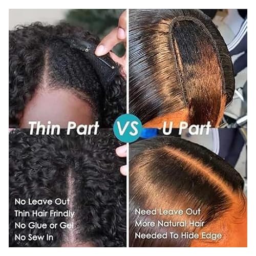 Afro Kinky Curly V Part Wig Human Hair Brazilian Virgin Upgrade U Part Wigs Glueless Afro Curly 180 Density Vpart Wig No Leave Out For Black Women 14Inch