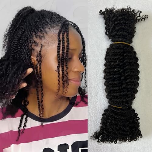 Springy Afro Twist Human Pre Separated Bulk Hair Extensions Mini Kinky Curly Twist With Extensions Crochet Braids Bundles Marley Twists Braiding Hair for Women 18 Inch 100g