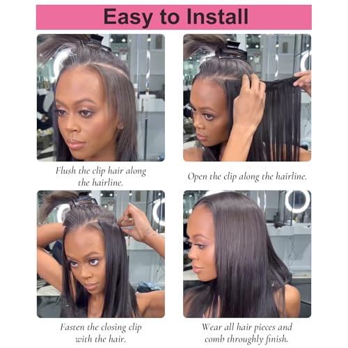 Clip in Hair Extensions Real Human Hair 20inch Human Hair Clip in Extensions Chocolate Brown and Honey Blonde Clip ins 100% Brazilian Human Hair Extension for Women Girls Seamless Clips in Human Hair