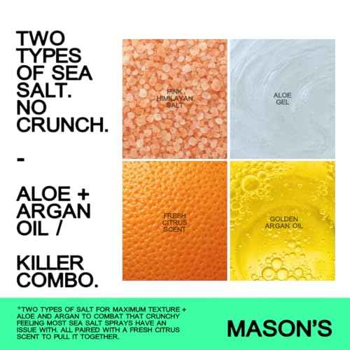 Mason¡¯s Pomade Sea Salt Spray for Men and Women - Texturizing Hair Spray with Aloe & Argan Oil - Lightweight, Non-Sticky for Beach Waves, Volume & Texture - Mountain Rain Scent - 8 oz