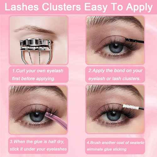 Manga Lash Clusters, 640 Pcs Eyelashes Clusters Extensions 9-16mm Individual Lashes D Curl Fluffy Wispy False Eyelashes Thin Band (30D&40D)