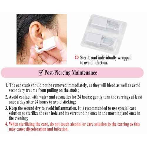 Ear Piercing Kit Disposable Ear Piercing Gun Kit with Sterile Multi-sized CZ Earring Studs Easy and Safe Earring Self Piercing Kit for Your Own Use at Home