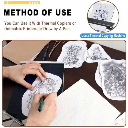 15PCS Tattoo Practice Skins with Transfer Paper, Includes 5PCS Practice Skin and 10PCS Transfer Paper for Beginners and Artists Tattoo Supplies
