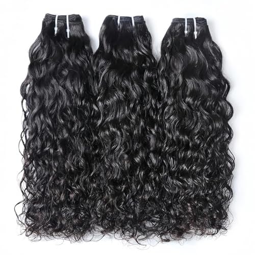 Water Wave Bundles Human Hair Soft Brazilian Virgin Human Hair 100% Unprocessed Wet and Wavy Curly Bundles Natural Black Color Can Be Dyed Total 300g 14 16 18 Inch