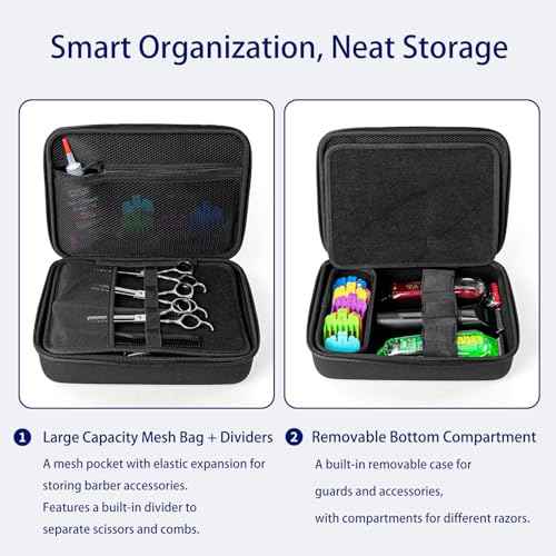 Hard Travel Case for Hair Clippers, Hair Cutting Barber Supplies Holder, Trimmer Organizer Storage Bag for Hatteker/Oneisal/Wahl 5Star/Andis Men Razor Guard Grooming Kits