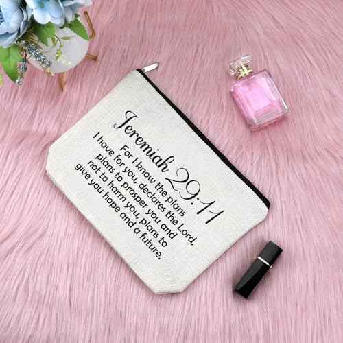 Sfodiary Christian Gifts for Women Makeup Bag Bible Verse Religious Gifts for Women Catholic Scripture Sayings Cosmetic Bag Blessing Birthday Christmas Easter Presents for Her Friends Travel Pouch
