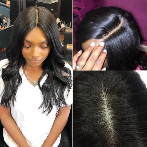 4x4 Silk Base Lace Closure with Baby Hair Pre Plucked Brazilian Virgin Straight Natural Black Color Human Hair Free Part Toppers Closure For Women (16inch)