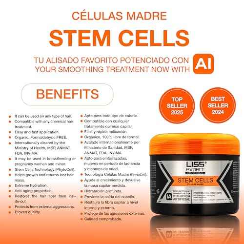 Liss Expert Stem Cells Smoothing Treatment 8.45 oz (ONE shoulder length app) and Magic AI Mask, 8.45 oz Set Hyaluronic Acid, Collagen, Argan Oil, Keratin and Stem Cells for after care SET (1, 8.45)