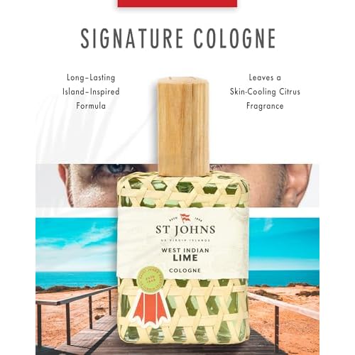 West Indian Lime Cologne for Men. 4 Oz Spray Cologne Fresh Lime in Signature Bottle. St Johns Fragrance Company