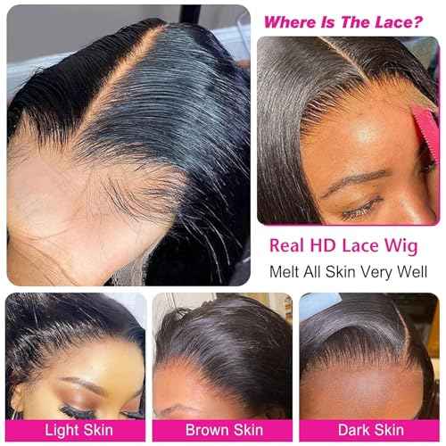 Nakkia 13x6 Deep Wave Bob Lace Front Wig Human Hair 13x6 Lace Frontal Wigs 180% Density Curly Bob Wig Human Hair Pre Plucked for Women Natural Black 12 Inch