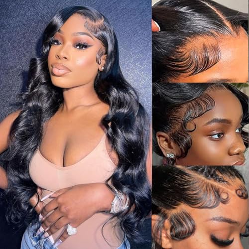 12A Human Hair Bundles with Frontal 10 12 14 with 10 Inch Brazilian Body Wave 3 Bundles Human Hair with 13x4 HD Lace Frontal Closure 100% Unprocessed Virgin Human Hair Weave