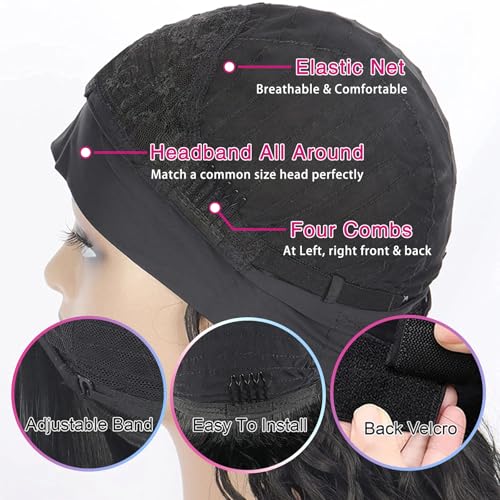 Headband Wig Human Hair Straight Headband Wigs Brazilian Virgin Hair 150% Density None Lace Front Wigs Human Hair Glueless Headband Half Wig for Women Natural Color 22 Inch