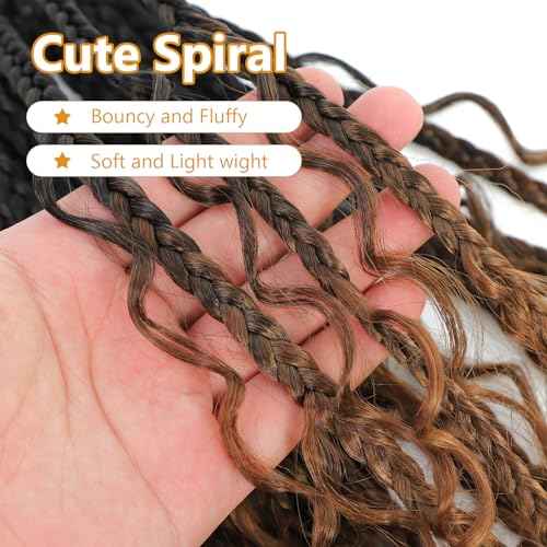 8 Packs Goddess Box Braids Crochet Hair for Black Women -14 Inch Crochet Braids Hair Bohomian Box Braid Crochet Hair Synthetic Braiding Hair (1B/30/27)