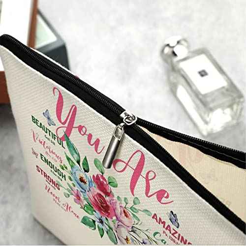 Decohim Inspirational Christian Gifts for Women Makeup Bag Cosmetic Bag Inspiration Religious Gifts Idea for Women Mom Aunt Nurse Best Friend BFF Coworker Sister Birthday Friendship Christmas