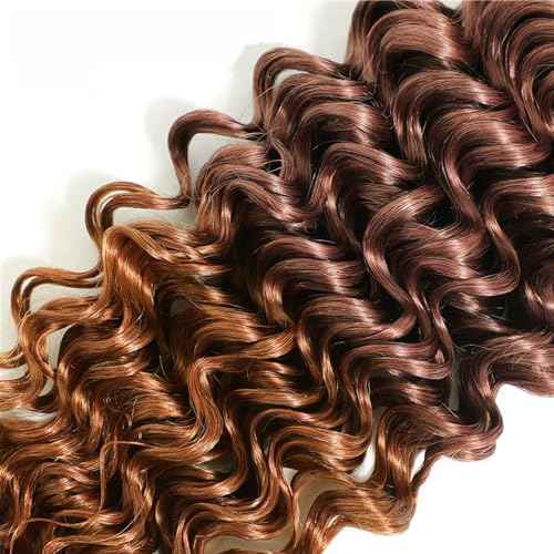 Ombre Deep Wave Bundles Human Hair Chocolate Brown Human Hair Weave 20 22 24 Inch 8A Peruvian Virgin Brown Deep Wave Bundles Human Hair Extensions 100g/Pc
