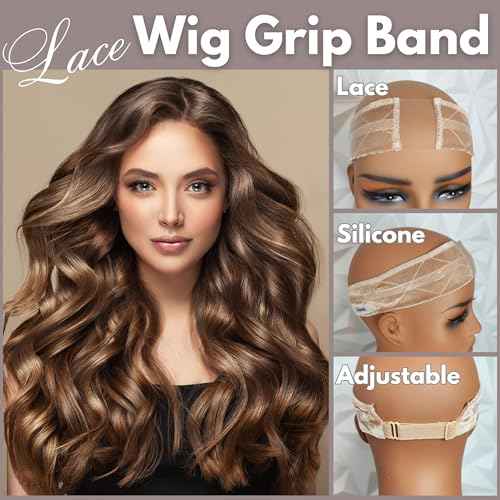 LIT UNICORNS Velvet Grip Wig Band | Silicone and Lace | For All Hair Lenghts | Adjustable for Lace Front Wigs (Beige)