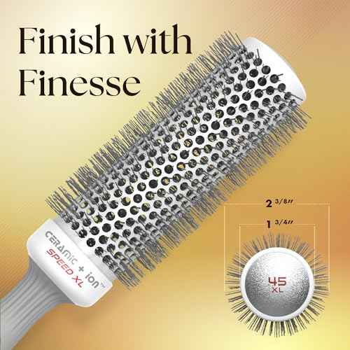 Olivia Garden Ceramic + Ion Speed XL - Extra-Long Round Thermal Hair Brush - Not Electrical - Professional Blowout Brush for Normal to Thick Hair