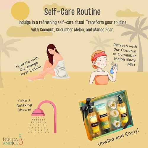 Fine Fragrance Body Mist & Body Splash Gift Set ? Luxury Self-Care Combo for Women and Girls (Coconut, Cucumber, Mango Pear, Rose Soap)