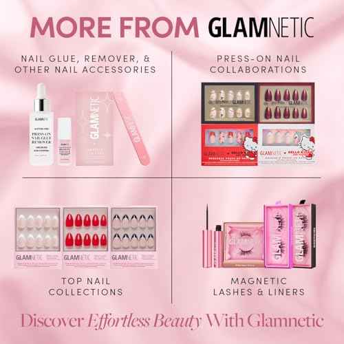 Glamnetic Press On Nails - La Perle | Semi-Transparent Squoval French Tip Nails, Salon Quality | 15 Sizes - 30 Nail Kit with Glue