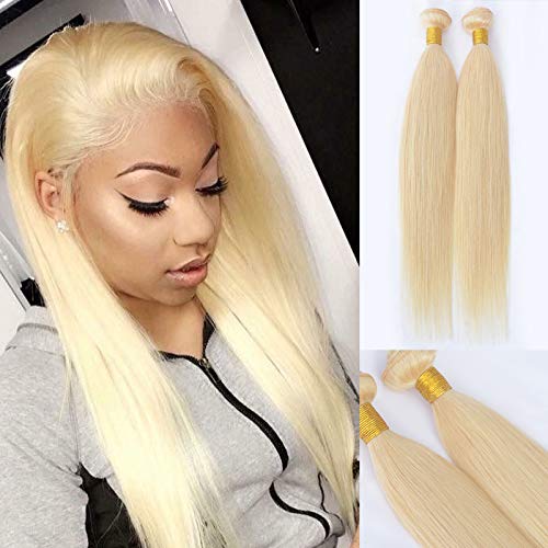 613 Brazilian Virgin Hair Bundles Blonde Silky Straight Human Hair Extensions Replacement Bundle for Women 26 inches