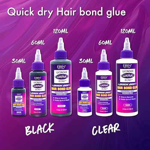 EBIN NEW YORK Wonder Weave Bond Hair Bond Glue Clear 2 Fl Oz ? Quick-Dry Hair Glue with Strong Hold for Weave and Track Application ? Quick Formula for Seamless Styling at Home or in Salon