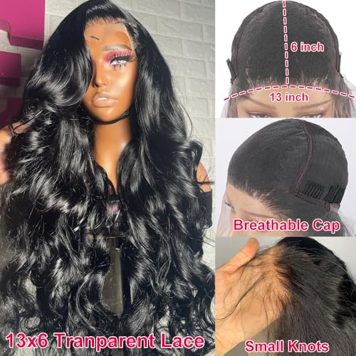 13x6 Body Wave Lace Front Wigs Human Hair 200% Density Body Wave Lace Frontal Wigs Human Hair for Women Pre Plucked Glueless Wigs with Baby Hair 24 Inch