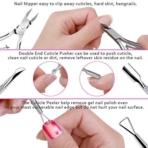 FANDAMEI Nail Files and Buffers, Manicure Tools Nail Care Kit with Nail File, Nail Buffer Block, Cuticle Care for Women with Nippers, Pusher Peeler. Cuticle Oil and Nail Prep Kit.