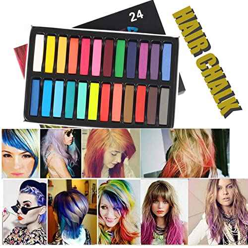24 Colors Hair Chalk for Birthday, Cosplay, and Masquerade - Washable, Easy Application, Christmas Gifts for Girls and Teens