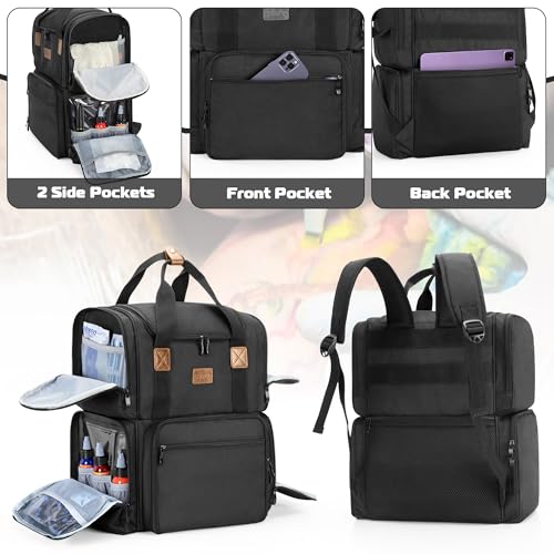 BAFASO Tattoo Backpack with 3 Inner Removable Pouches, Tattoo Case Holds Tattoo Stencil Printer and Tattoo Supplies (Bag Only), Black