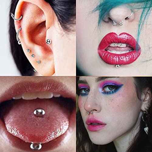 104pcs Piercing Kit 14G16G Kit Piercing Kits for all piercings (Stainless steel color)