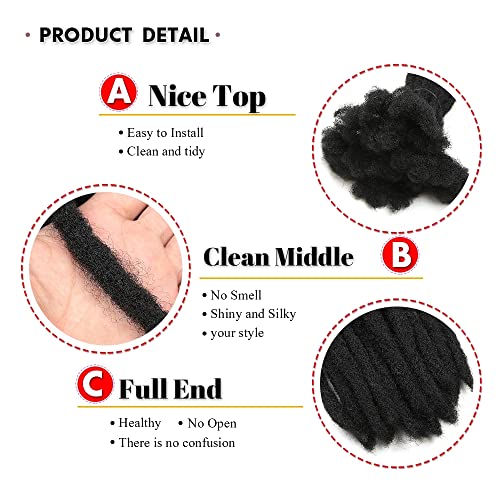 6 inch 60 Strands Loc Extensions Real Human Hair for Women/Men Can Be Dyed Bleached Curled 100% Full Handmade Permanent Dreadlock Extensions 0.6cm Width