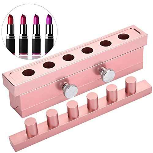 DIY Lipstick Mold With Stripper, 2/4/6 Cavities 12.1 Aluminum Alloy Rose Gold Dual Uses Lip Balm Maker Tool (6 Holes)
