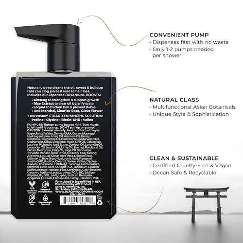 BLACKWOOD FOR MEN Active Man Daily Shampoo - Thickening & Clarifying Shampoo for Normal to Oily Hair or Scalp - Fights Hair Loss - Natural Vegan Formula - Sulfate Free with Ginseng & Aloe Vera (7oz)