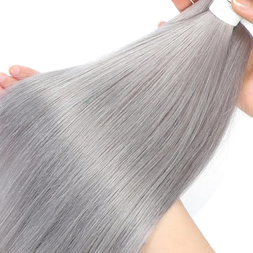 Augfst Brazilian Virgin Human Hair Bundles Sliver Grey Straight Wave Bundles Human Hair 18 20 22 inch Inch 12A Unprocessed Sewn In Quick Weave for Black Women