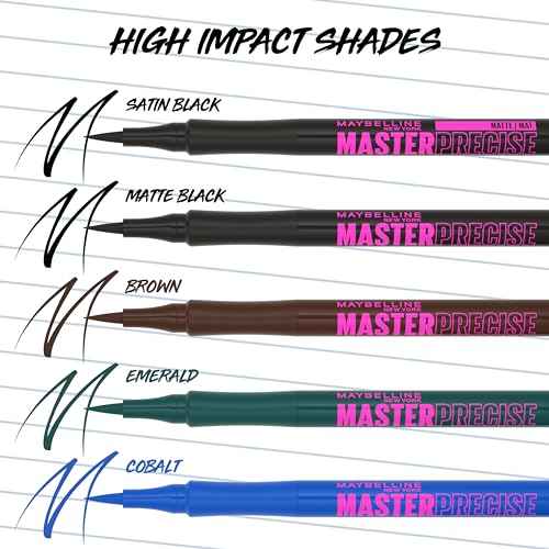 Maybelline Eyestudio Master Precise All Day Waterproof Liquid Eyeliner Makeup, Matte Black, 1 Count (Packaging May Vary)