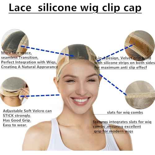 Lace Silicone Wig Grip Cap | Adjustable with Wide Lace | Silicone Grip | Wig Comb Slats | Comfortably Keeping your wig in place(Nude, M)