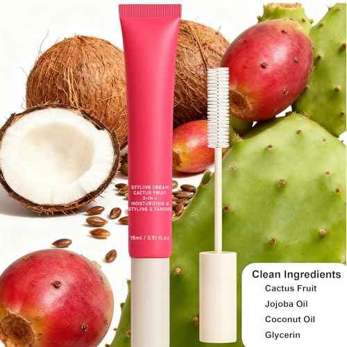 Hair Cactus Fruit 3-in-1 Hair Styling Cream & Flyaway Taming Wand ? Sleek Finish, Frizz Control, Edge Smoothing & Hair Shine | Natural Oils Formula | Lightweight, Non-Greasy, Travel Size Styling Stick