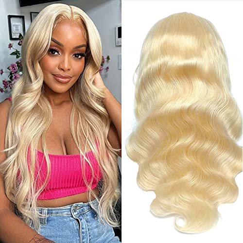 22 Inch 613 Body Wave Lace Front Wigs Human Hair Blonde Lace Front Wigs Human Hair 180 Density 613 HD Lace Frontal Wig Glueless 4x4 Closure Wigs 613 Human Hair Pre Plucked For Black Women