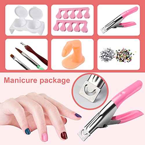 Nail Kit Set Professional Acrylic with Everything, 12 Glitter Acrylic Powder Kit Nails Art Tips Decoration, DIY Nail Art Tool and Supplies for Beginners