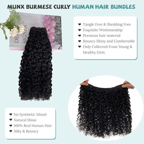 Water Wave Bundles Human Hair Burmese Curly Human Hair Double Weft Wet and Wavy 15A Unprocessed 100% Pure Protein Brazilian Hair for Black Women 26 Inch Natural Color 85G