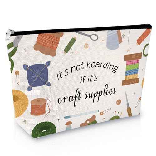 Crafting Lover Gift Crafter Gift for Women Makeup Bag Sewing Lover Gift Crocheting Lover Gift for Her Mom Knitter Gift for Friend Cosmetic Bag Christmas Birthday Crochet Gift for Crocheters Travel Bag