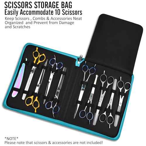 Case Holds 10 Grooming or Beauty Shears (TURQUOISE)